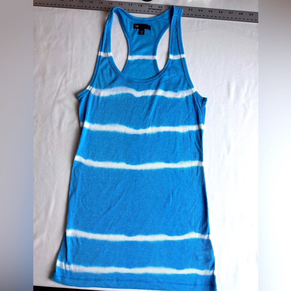 GAP Tie Dye Blue White Racer Back Tank Top Size M